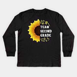 Team Second Grade Shirt First Day Preschool Back to School Sunflower Gift Kids Long Sleeve T-Shirt